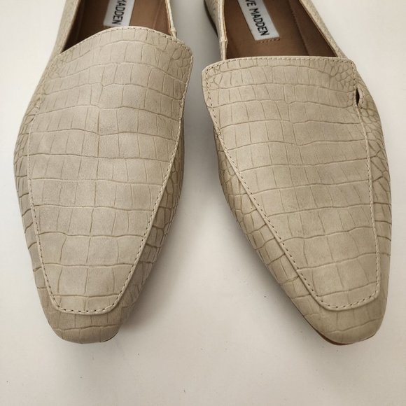 Steve Madden Gemmy Beige Crocodile Embossed Loafers Size 8 - Picture 6 of 11